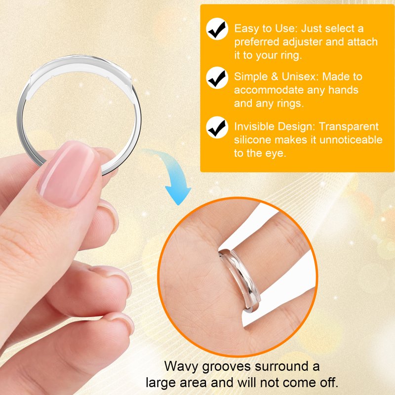 Transparent Silicone Ring Sizers for Loose Rings - 14 Pack Adjustable Fit for Women & Men