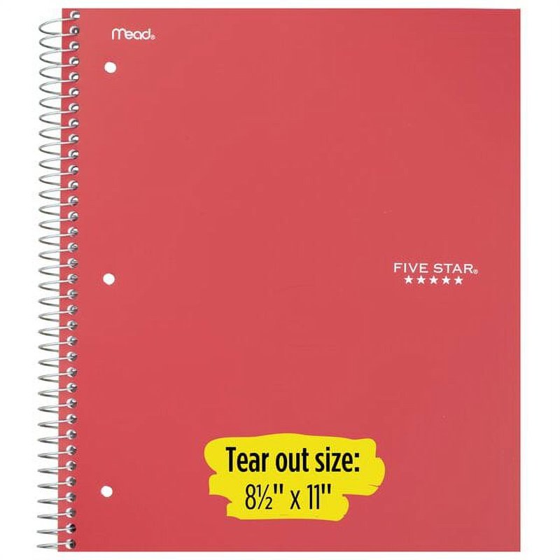 Two-Subject Wirebound College Ruled Notebook - 11 x 8 Inches, Assorted Colors