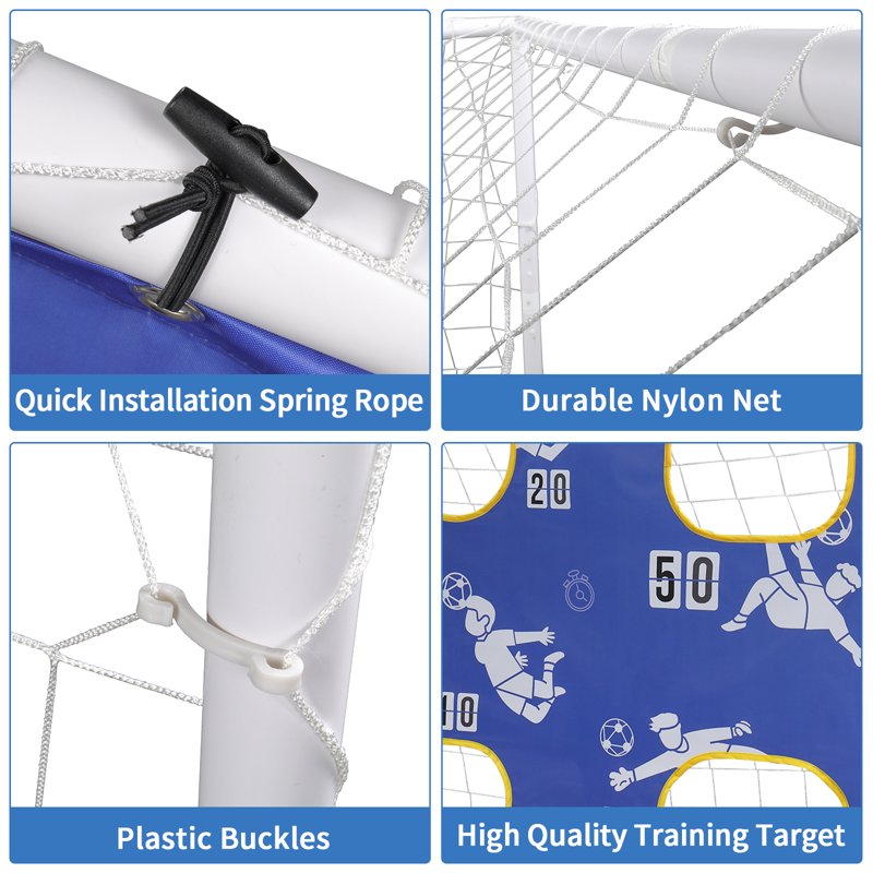 6x4 ft 3-in-1 Soccer Goal with Rebound Net, Target Training & Ball Set