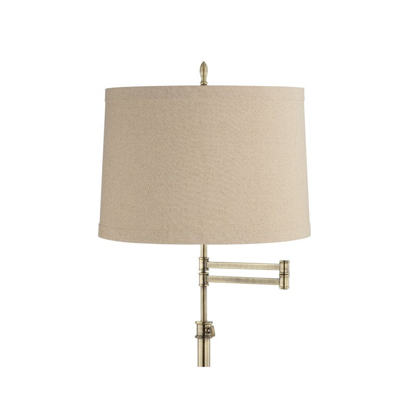Adjustable Swing Arm Floor Lamp - 70-inch Antique Brass with Linen Shade for Living Room & Bedroom