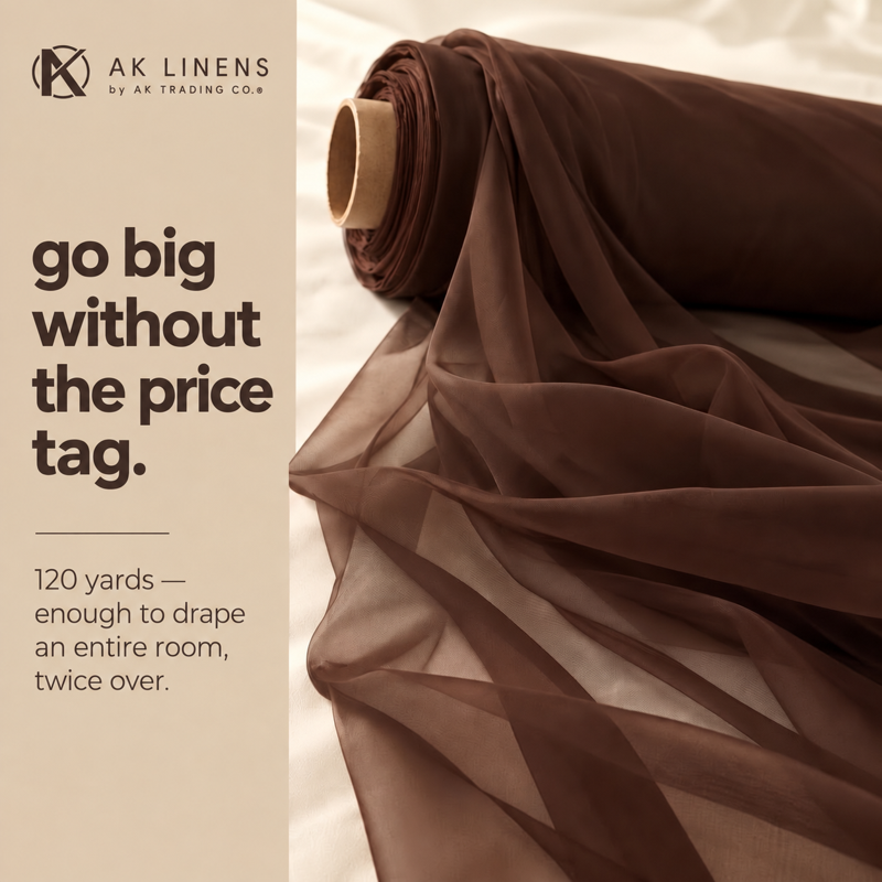 120-Inch Wide Polyester Sheer Voile Fabric Roll for Wedding & Event Decor