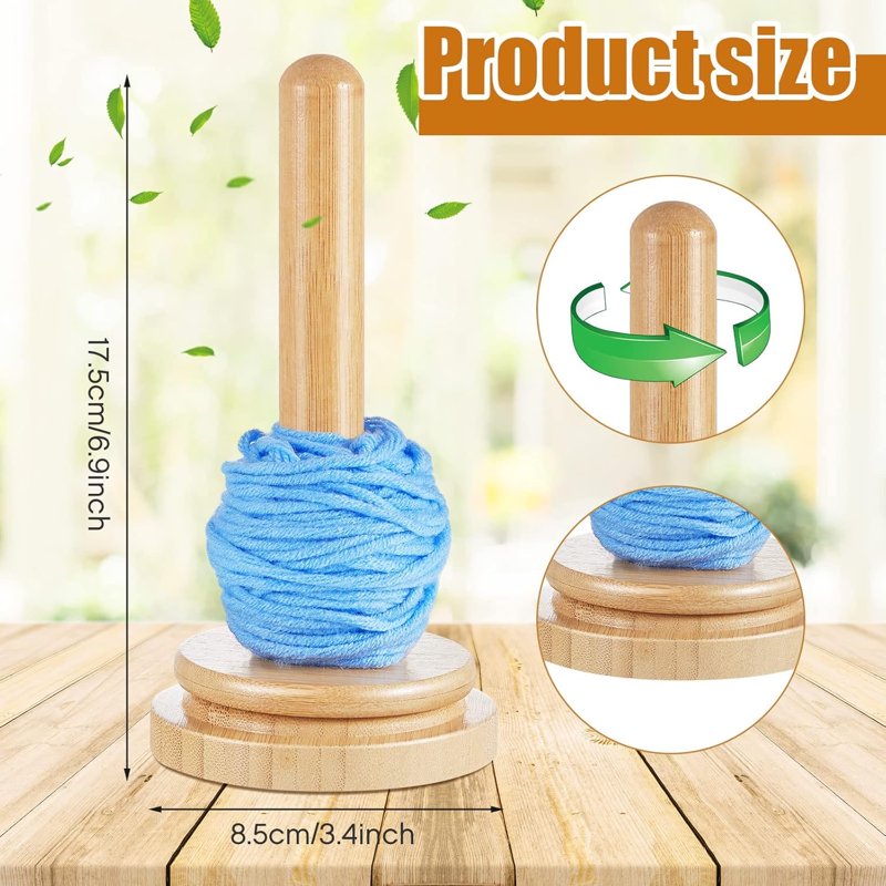 Wooden Yarn Holder Dispenser for Crocheting and Knitting - Double Spindle Craft Accessory
