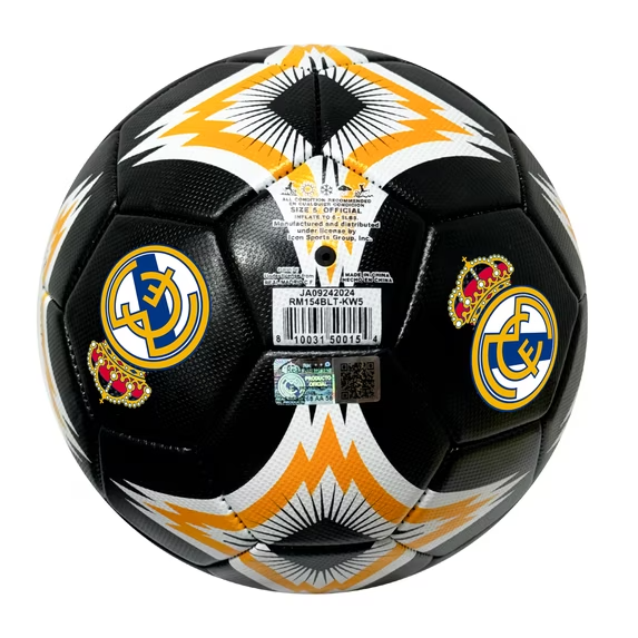 Real Madrid Soccer Ball Size 5 - Black Gold White Crest | Official Licensed, Icon Sports (Variation 5)