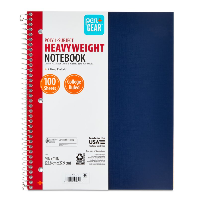 College Ruled 1-Subject Poly Notebook 9x11 Blue Sapphire 2 Pack