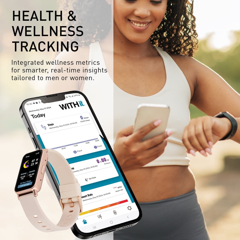 Smartwatch with 1.45 Inch Touch Screen and Interchangeable Silicone Bands
