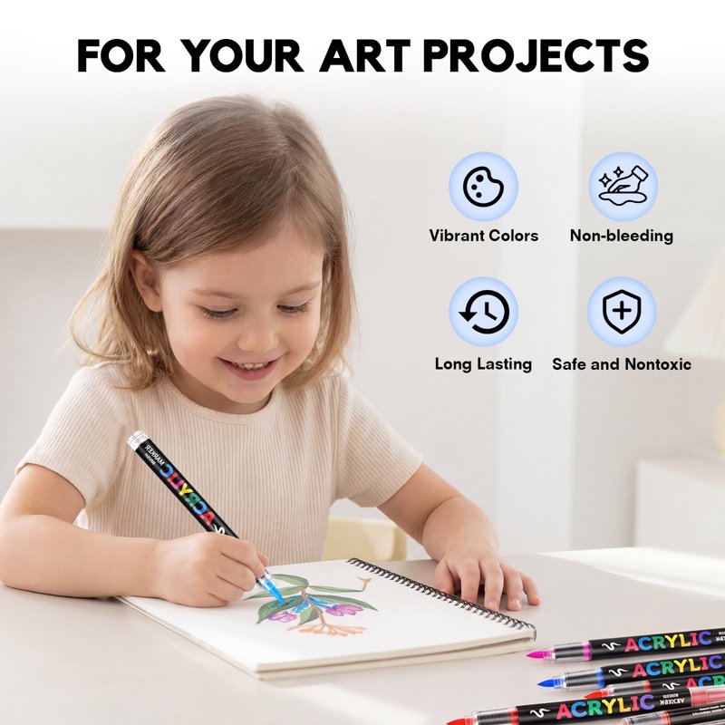 Acrylic Paint Marker Set - 36 Vibrant Colors for Rock, Wood, Glass, Fabric & Art Projects