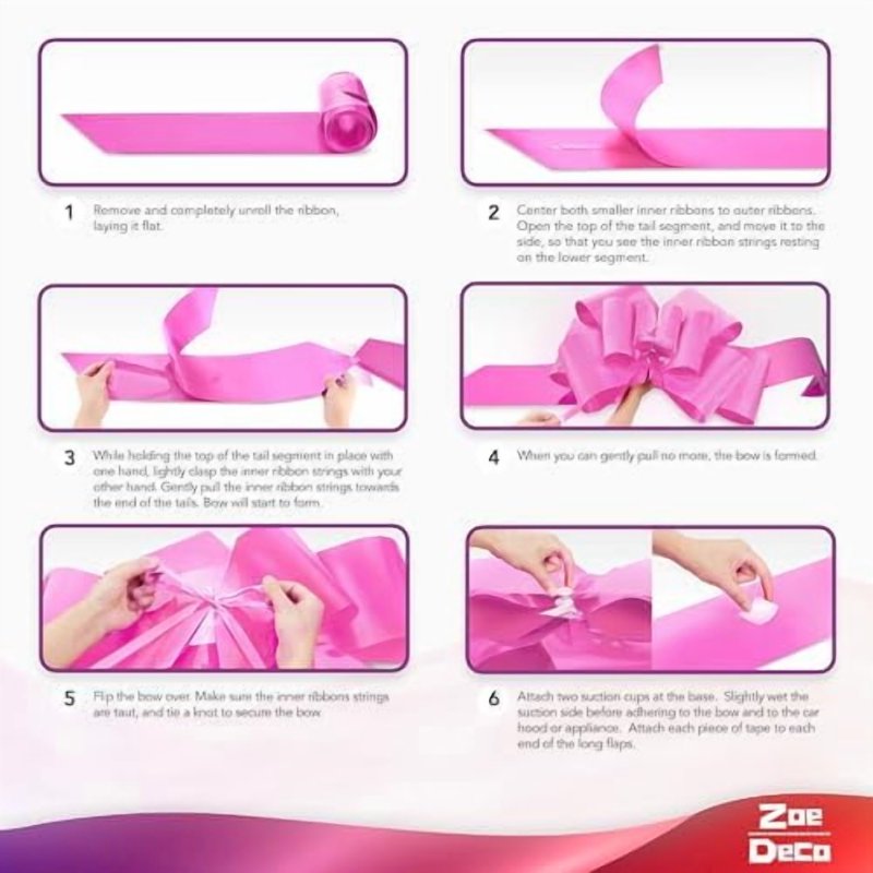 Giant Pink Car Gift Bow - 30 Inch Satin Sheen Wedding Birthday Decor