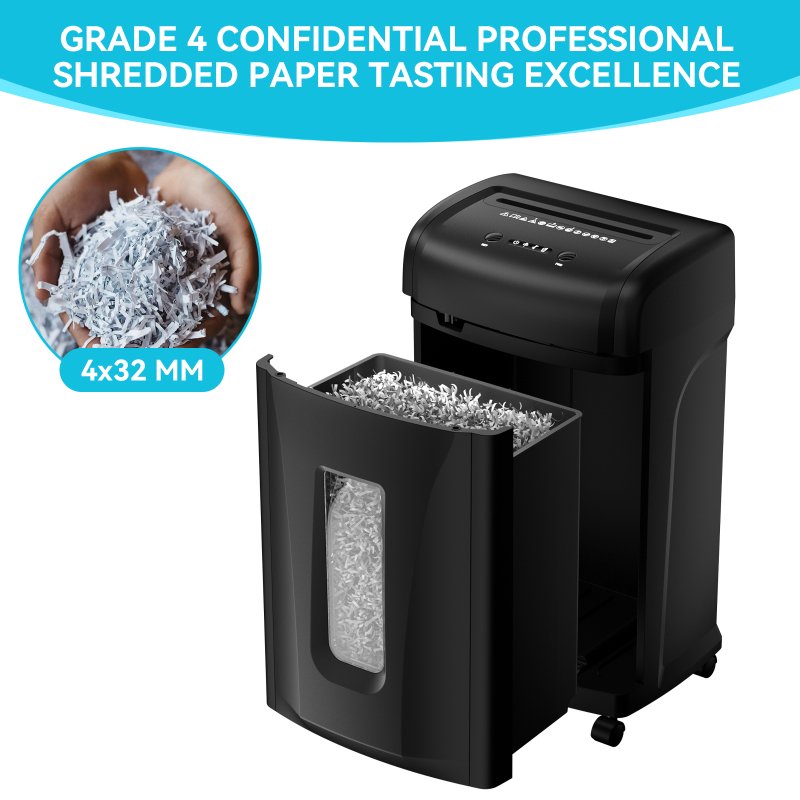 Heavy Duty Cross Cut Paper Shredder with 22 Sheet Capacity and Large Bin for Office Security