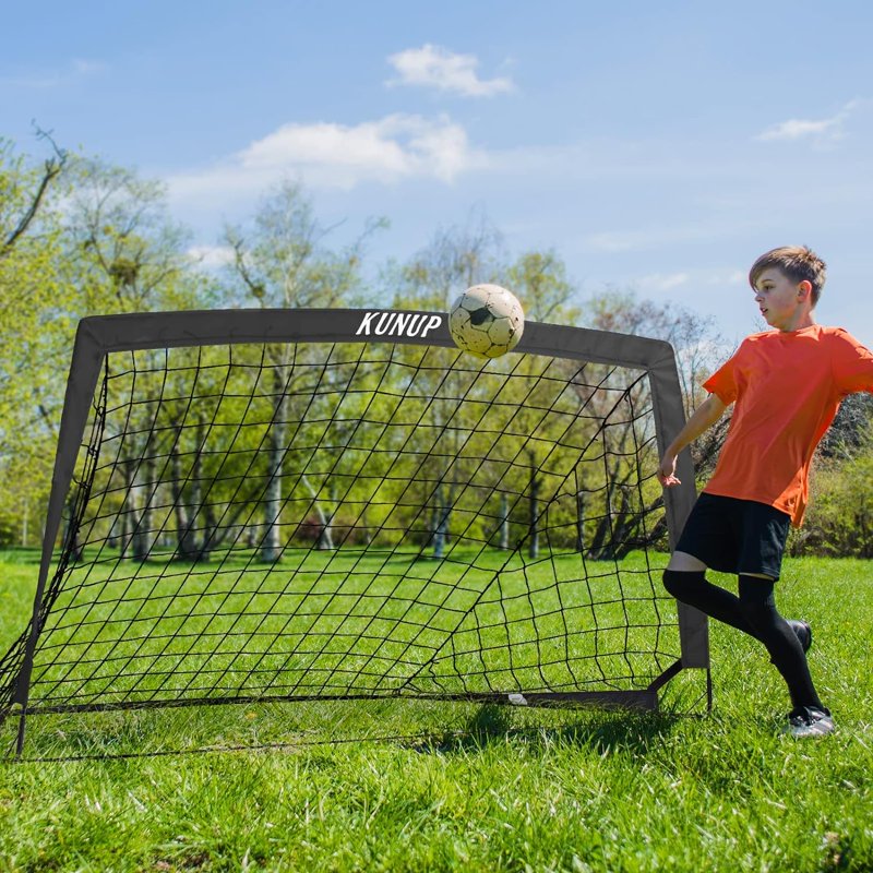 Kids 6x4ft Backyard Soccer Goal - Large Portable Folding Net with Carry Bag (Black) - Outdoor Soccer Training