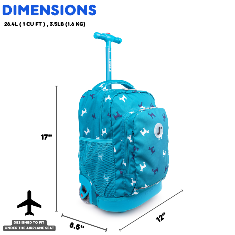 Kids Rolling Backpack 17 Inch School & Travel Bag with Wheels and Organizer