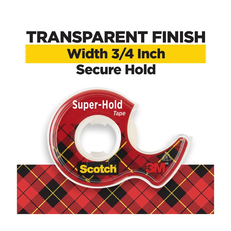 Clear Packing Tape Dispenser - 3/4 in. x 600 in. Strong Adhesive, Reusable
