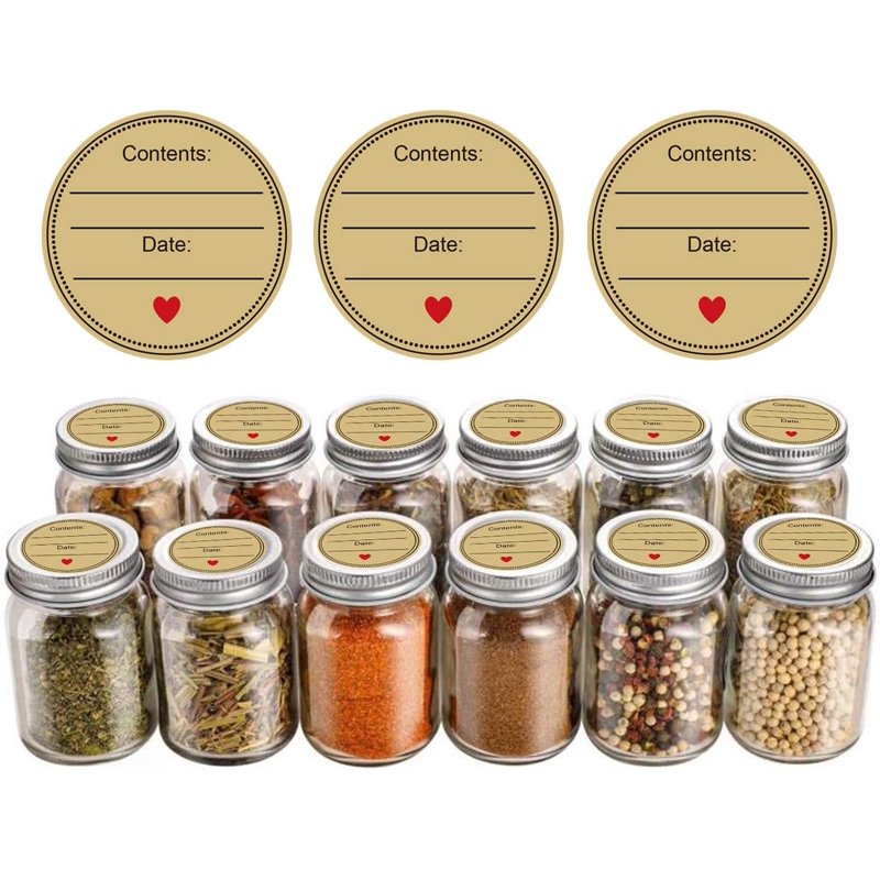 2-Inch Kraft Paper Spice Labels for Jars - 500 Pack Food Storage Labels