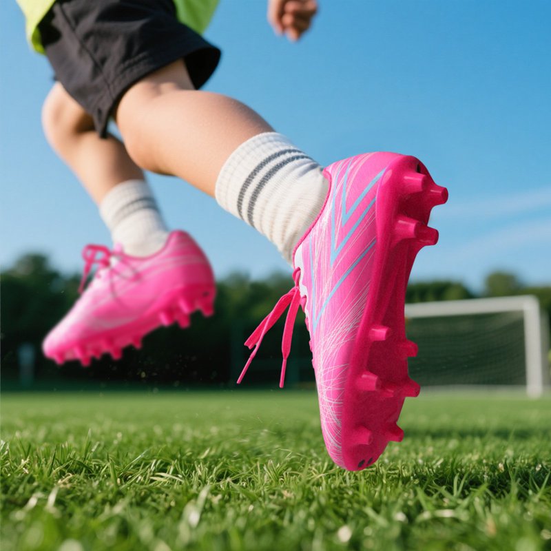 Dream Pairs Kids Soccer Cleats - Youth Firm Ground Football Shoes, Hot Pink