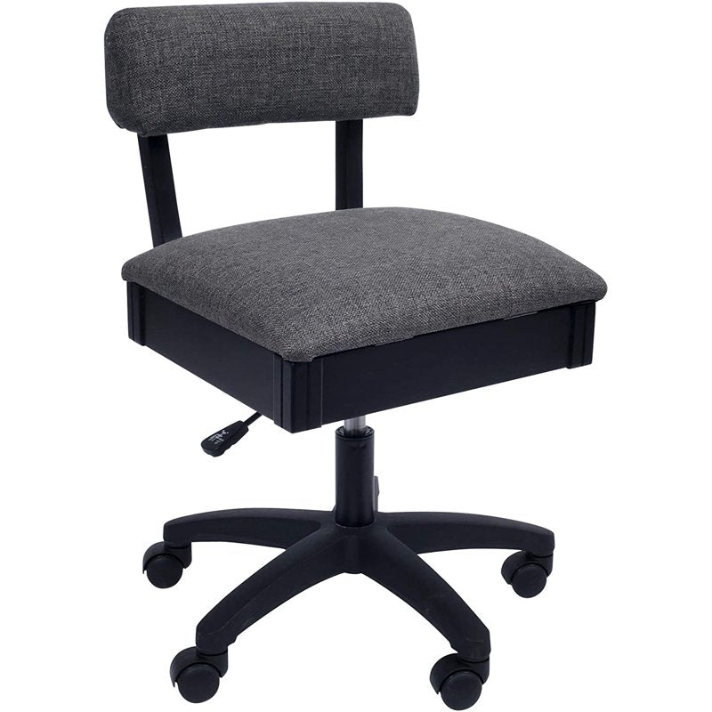Adjustable Height Hydraulic Sewing Chair with Storage - Lady Gray Upholstery