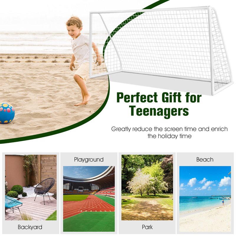 All-Weather Soccer Goal 12 x 6 ft with UPVC Frame – Portable Backyard Practice