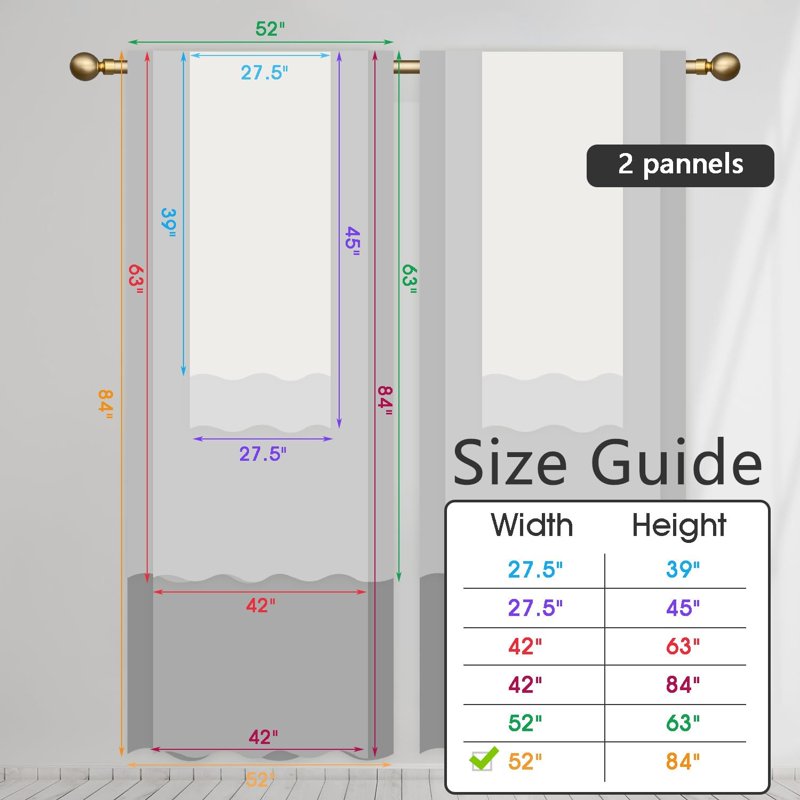 Modern Abstract Ombre Window Curtains - 2 Panels, Wide, 52x84 Inches