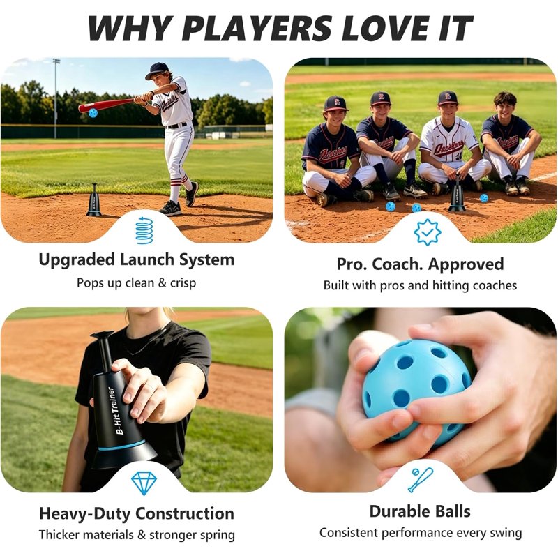 Baseball Batting Tee Popper Training Equipment for Perfect Swings