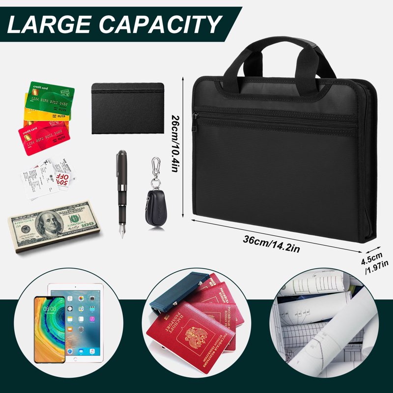 Fireproof Accordion File Organizer with 13 Pockets, Water-Resistant Document Storage Safe
