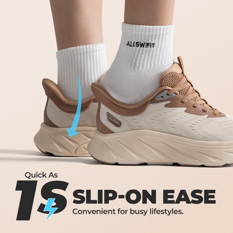 Women's Slip-On Walking Shoes - Supportive Non-Slip Breathable Sneakers