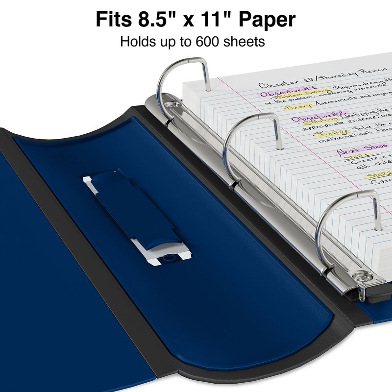 3-Inch D-Ring View Binder - Navy Blue, Holds 600 Sheets, 2 Pack