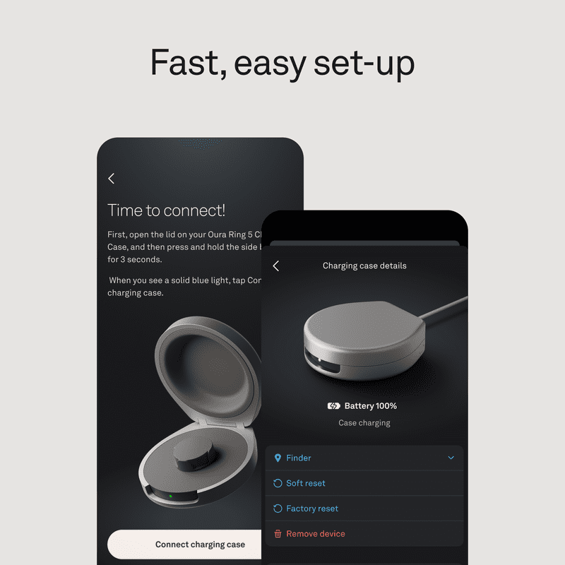 Oura Ring 5 Charging Case - Up to 30 Days Battery Life - Size-Selective USB-C