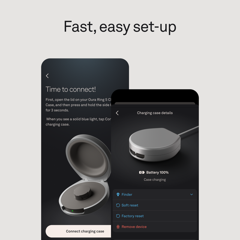 Oura Ring 5 Official Charging Case - Size-Select, Up to 30 Days Battery Life, USB-C Compatible