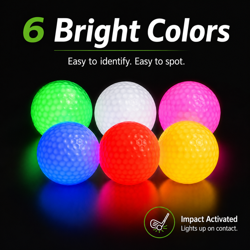 Glow in The Dark LED Golf Balls - Night Golf Light Up Set for Men & Kids