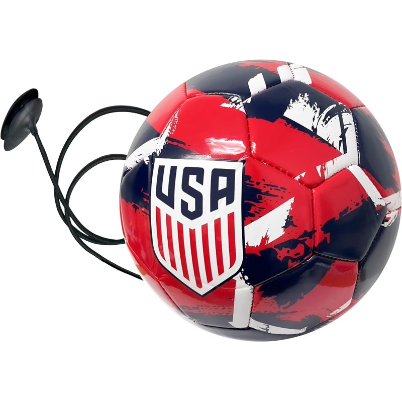 Soccer Training Ball Size 4 with Retractable Cord - PVC, US Soccer Decal