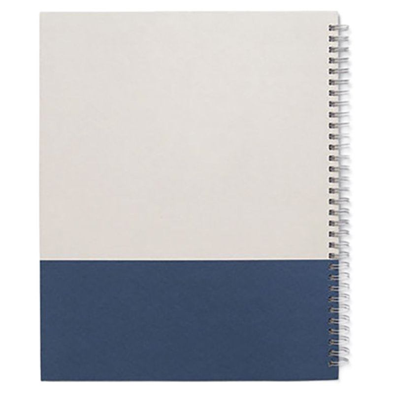 Large Hard Cover Ruled Notebook - Gray & Blue - 8.5x11, 80 Sheets