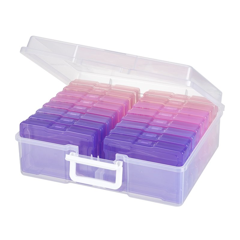 Multi-Color Photo & Craft Storage Box with 16 Inner Cases for Photos, Puzzles, Cards & Seeds