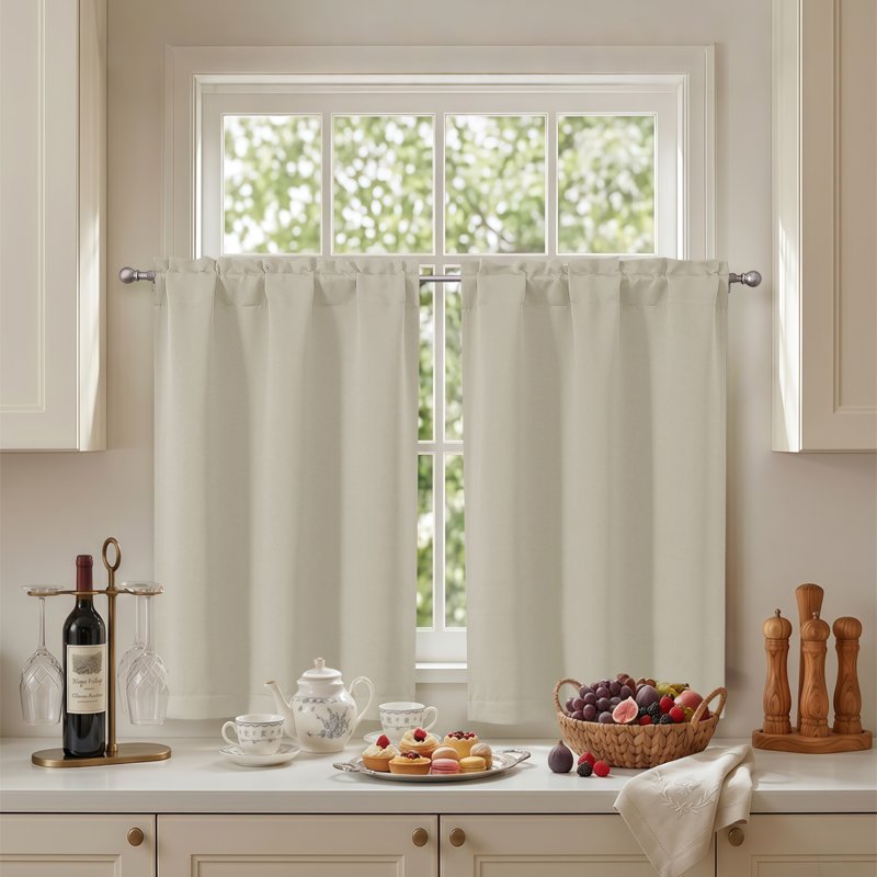 Blackout Curtain Panels with Rod Pocket for Small Windows - 2 Pack