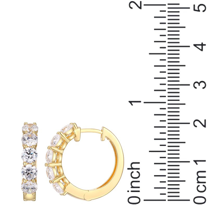 Moissanite Hoop Earrings in 18K Yellow Gold Plated Silver for Women