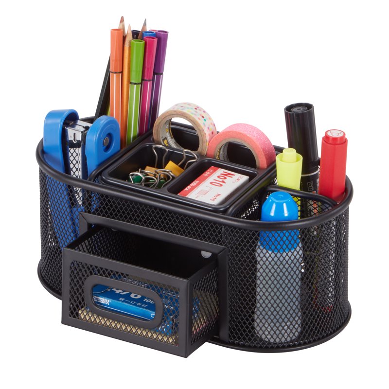 Metal Mesh Desktop Organizer for Office Supplies - Black