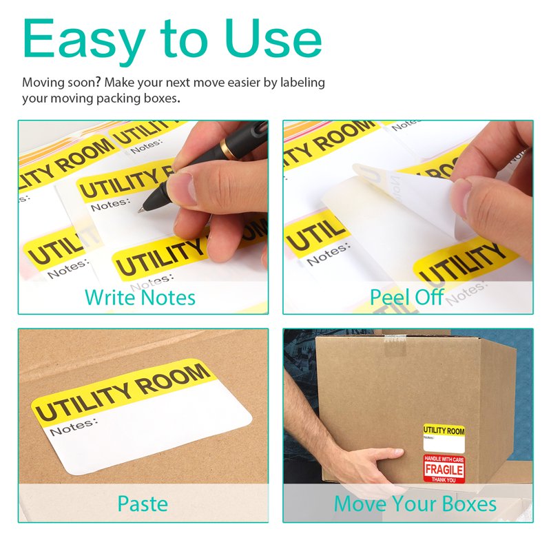 600 Pack Moving Box Labels with Writable Notes for 3-4 Bedroom House Packing