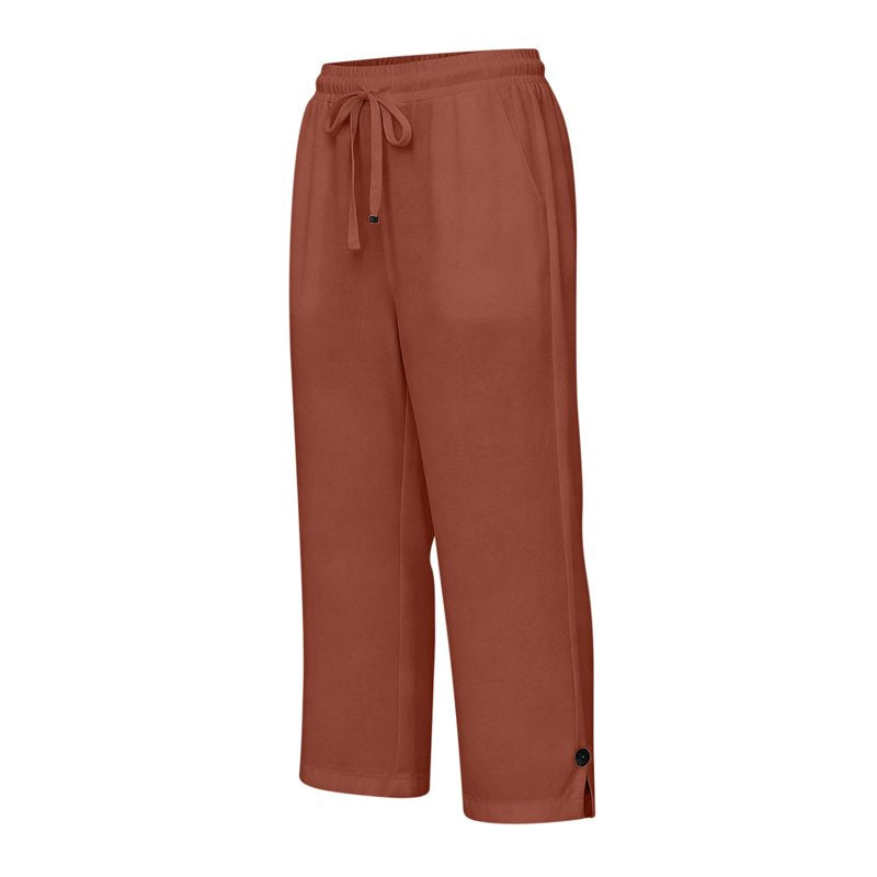 Women's Wide Leg Capris with Pockets - Summer Casual Stretchy Work & Golf Pants