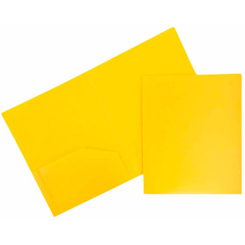 Heavy Duty Plastic Folder Set with 2 Pockets - Assorted Primary Colors, 6 Pack