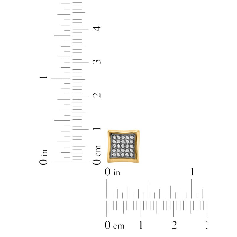 Men's Two-Tone Yellow IP Cubic Zirconia Stainless Steel Stud Earrings