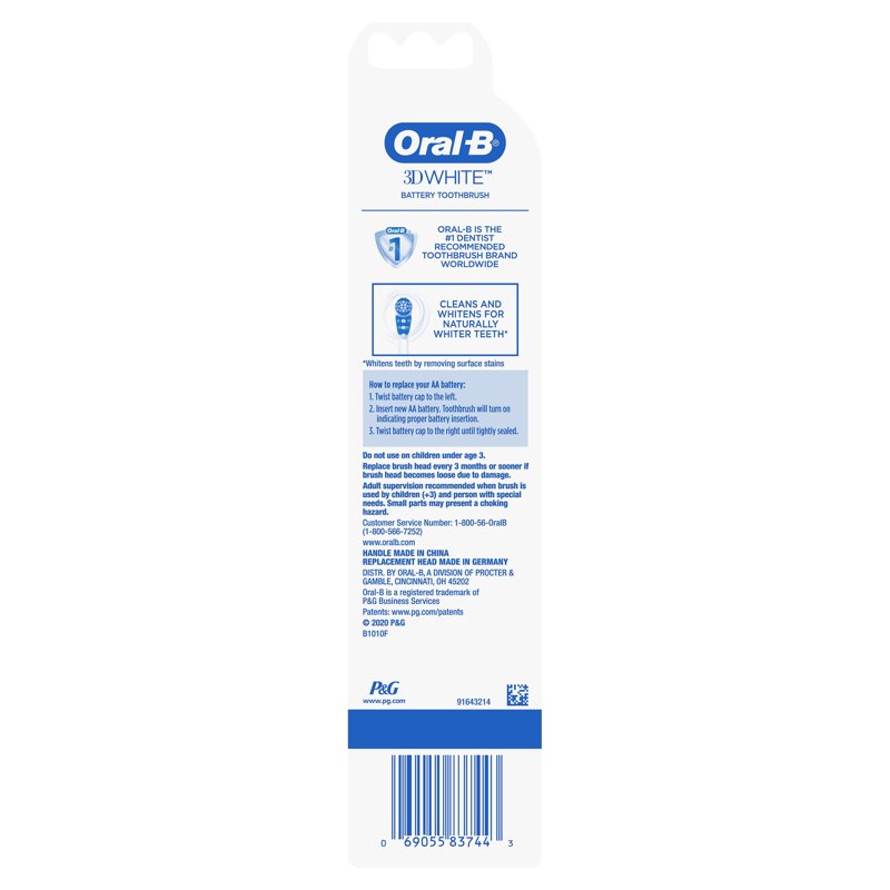 Electric Toothbrush for Adults and Kids 3+ - 3D White Battery-Powered, Replaceable Heads