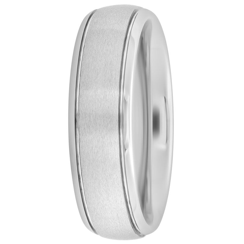 Men's Tungsten Wedding Band 6MM Grooved Comfort Fit Ring