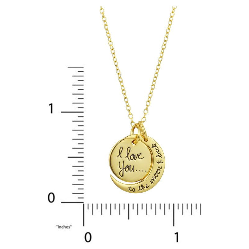 Women's Gold Plated 'I Love You to the Moon & Back' Necklace - Adjustable Chain