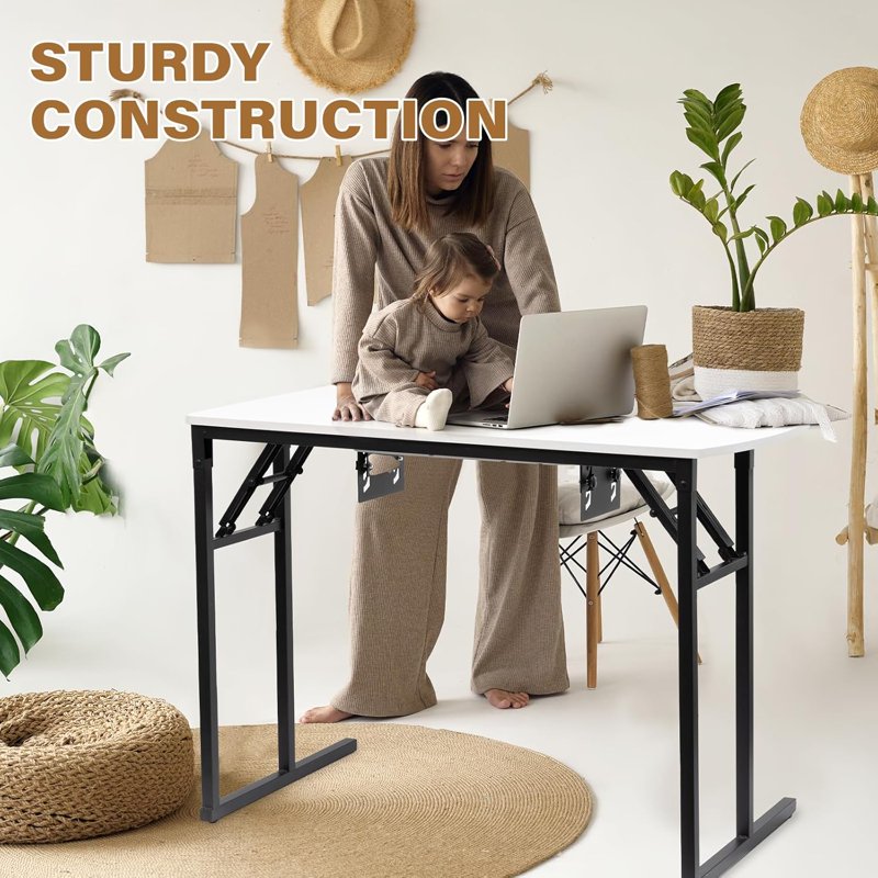 Portable Folding Sewing Table with Adjustable Shelf - Multipurpose Craft & Sewing Machine Workstation