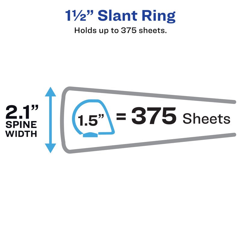 Heavy-Duty View Binder with 1.5 Inch Slant Rings - Black, Archival Safe