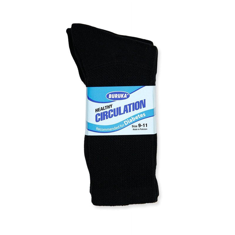 Unisex Diabetic Non-Elastic Cotton Crew Socks for Circulatory Support