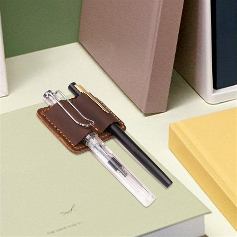 Leather Pen Loop Clip - Handmade Double Pen Holder for Notebooks & Journals