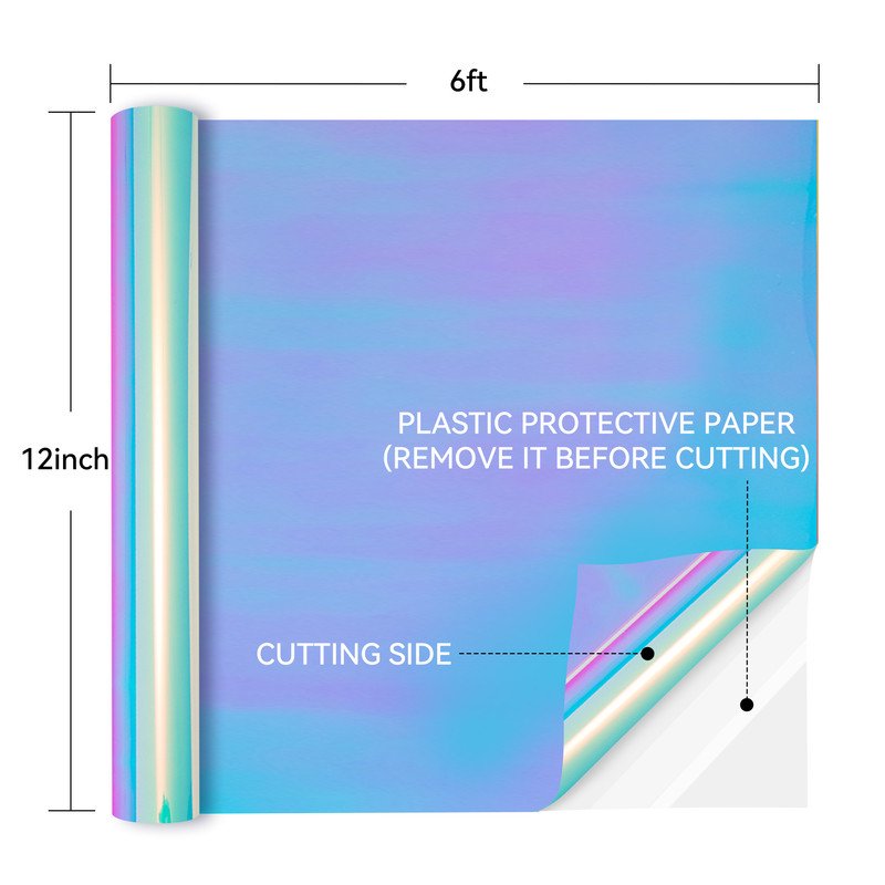 Holographic Permanent Vinyl Roll 12x6ft for Cutting Machines & Crafts, White