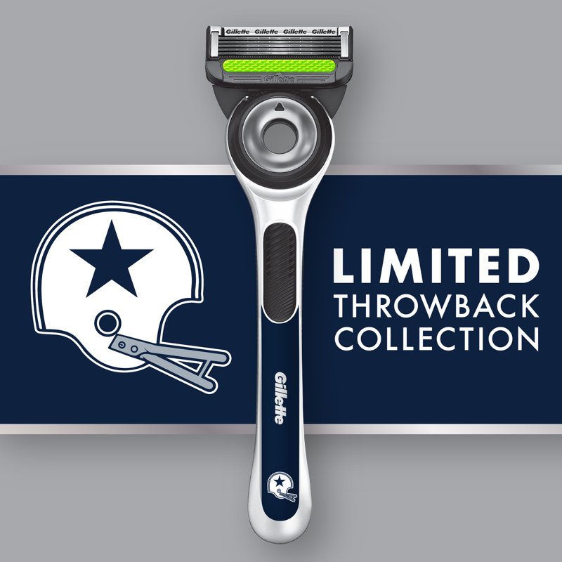 Gillette Labs Cowboys Razor Set with Exfoliating Bar, 1 Handle + 4 Refills + Magnetic Stand