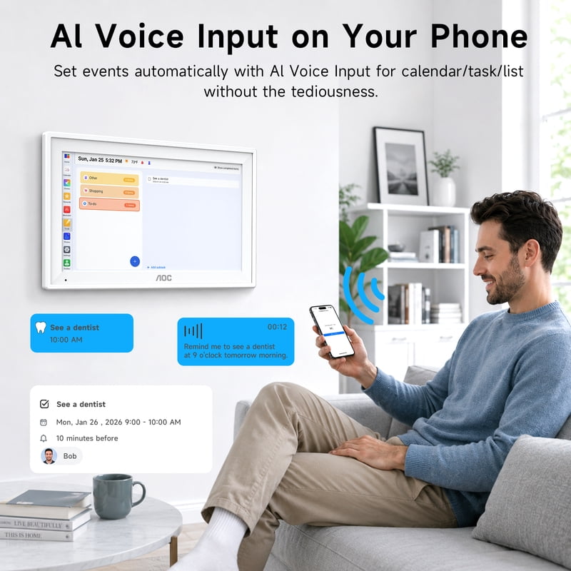 Smart Wall Calendar with Touchscreen Display - Family Organizer & Chore Chart
