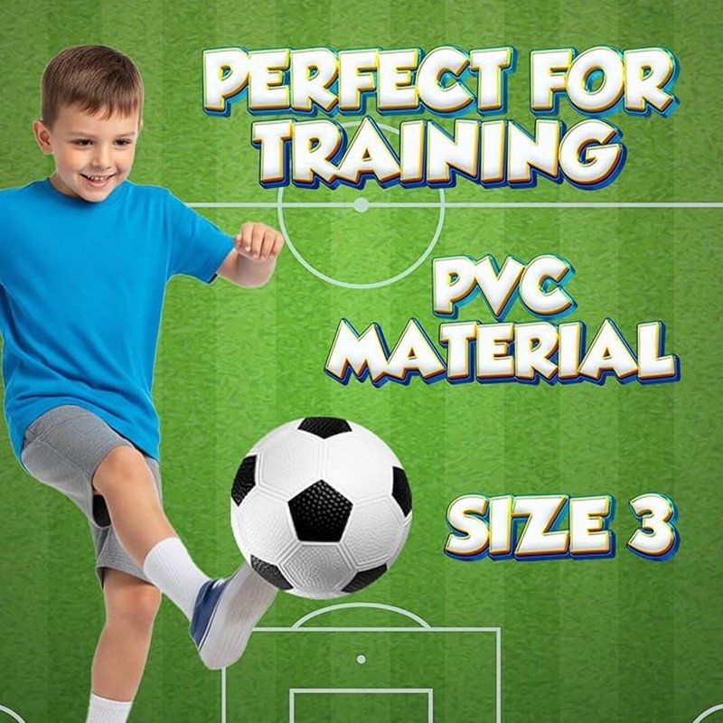 Size 3 Youth Soccer Balls 4 Pack with Hand Pump – Indoor/Outdoor Beginner Soccer Set