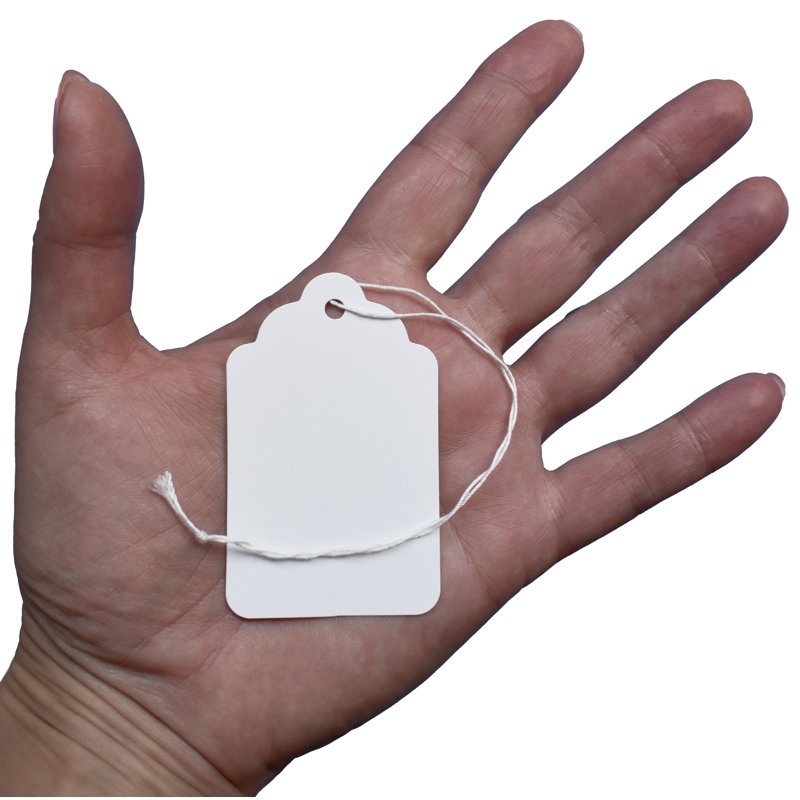 Bulk Pack of 500 White Merchandise Tags with String - 2 3/4 x 1 11/16 Inches