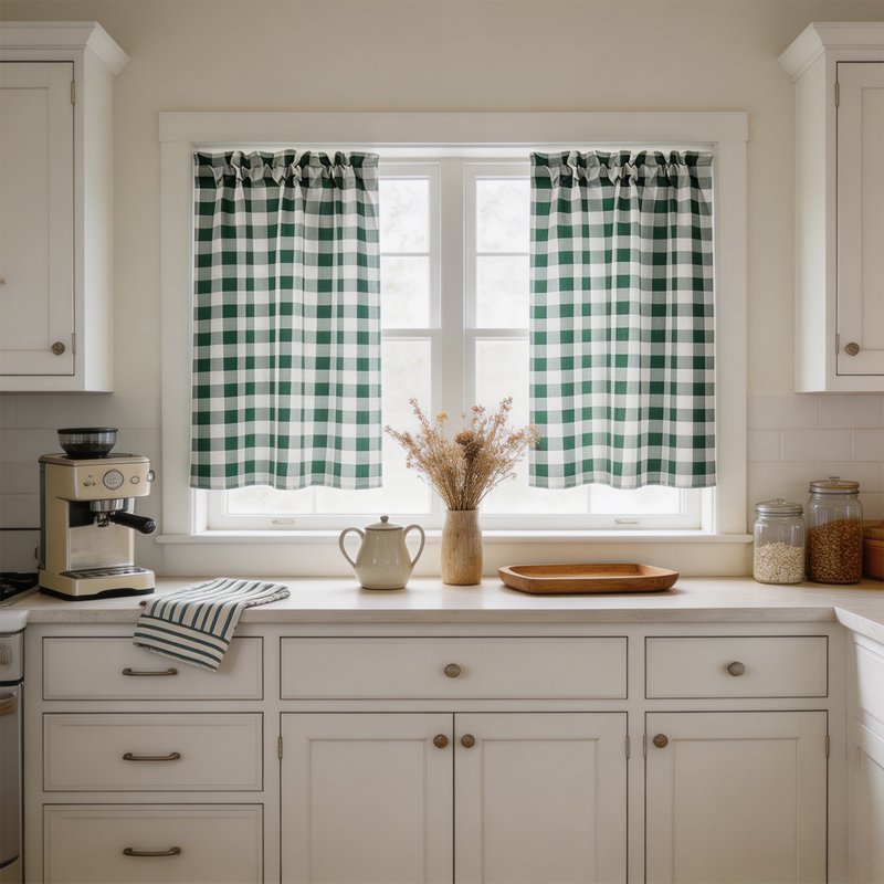 Cafe Curtains Set - Washable 2 Panels Light Filtering Insulated Window Coverings 39x28in